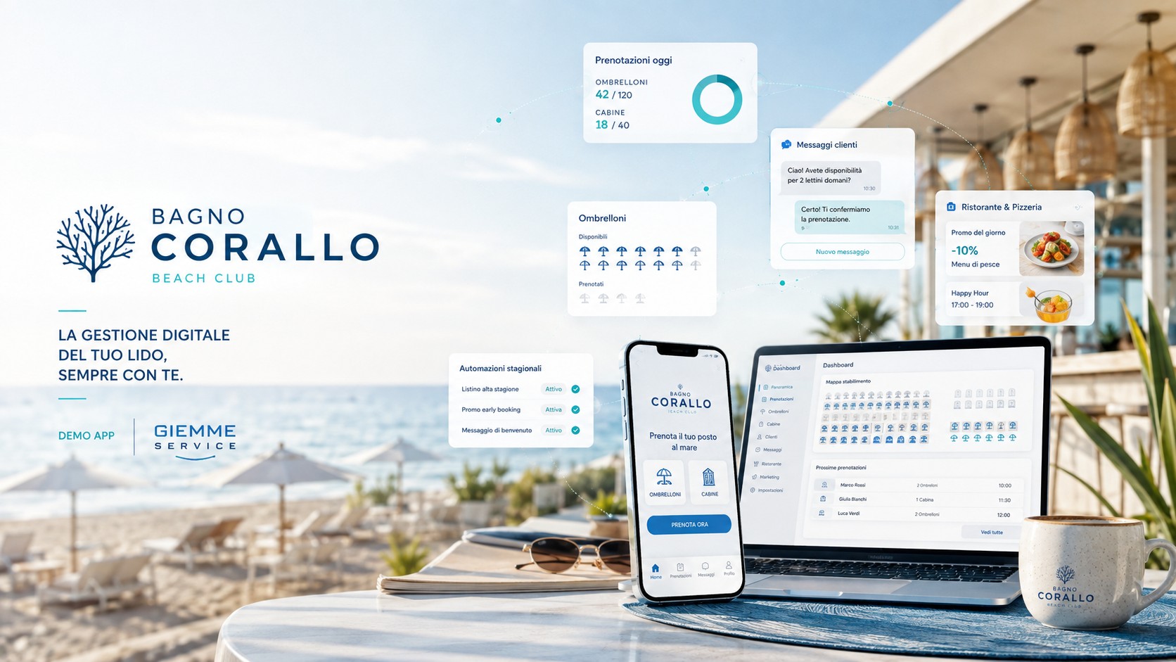 Demo digitale Bagno Corallo per gestione stabilimento balneare
